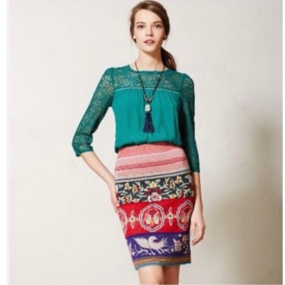 Anthropologie Chava Dove Print Skirt Size S - Picture 3 of 7